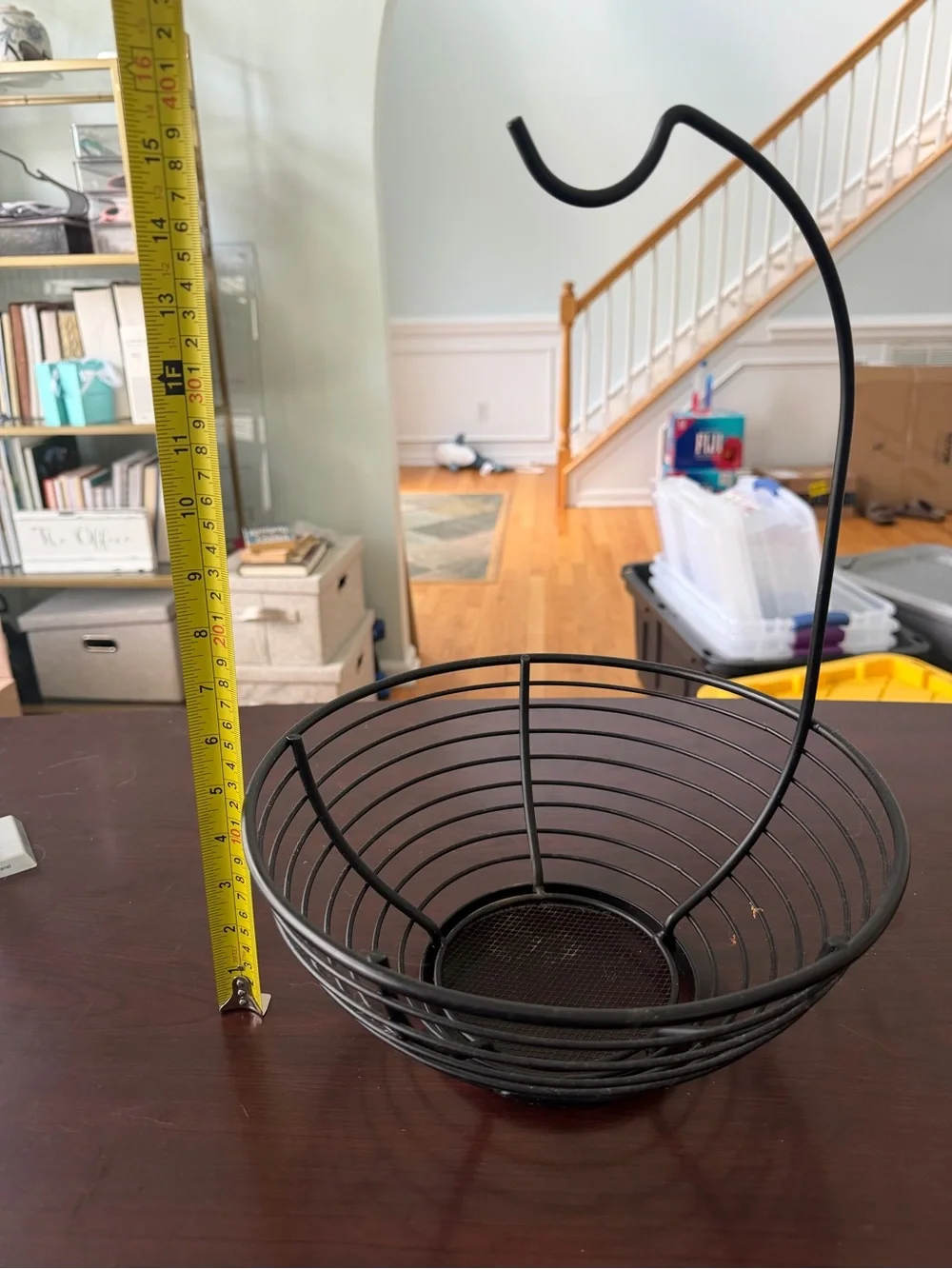 Black Metal Fruit Basket with Hanging Hook - Home Accents